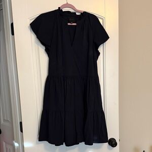 Alex Marie Navy Dress with Ruffled Sleeves